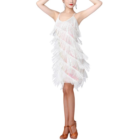 Female Vintage 1920'S Speakeasy Themed Wedding Photoshoot Dress With Fringe