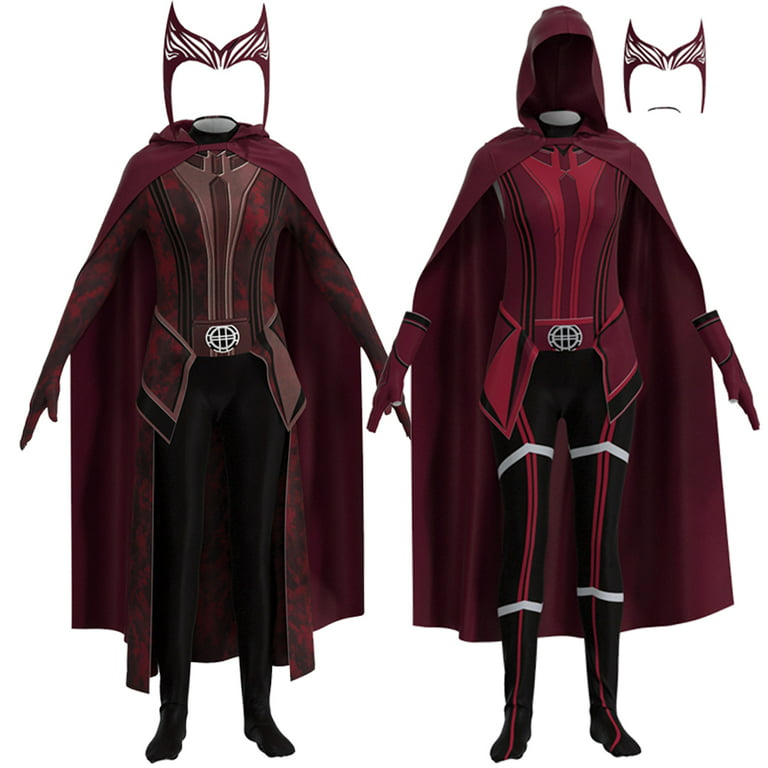 Female Wanda Maximoff Cosplay Costume Scarlet Witch Headwear Cloak and  Pants Full Set Outfit
