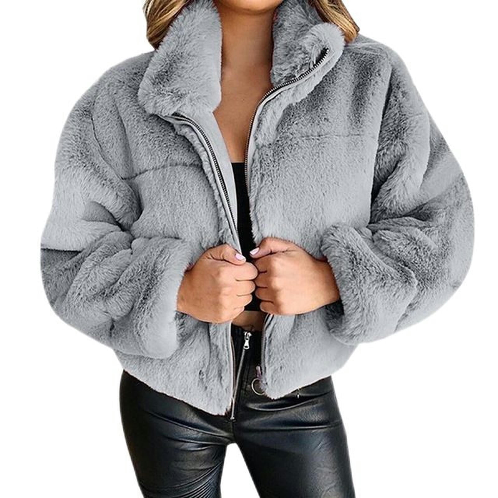 Female Winter Plush Thick Warm Loose Women Casual Fur Zippered Cardigan Faux Rabbit Fur Coat