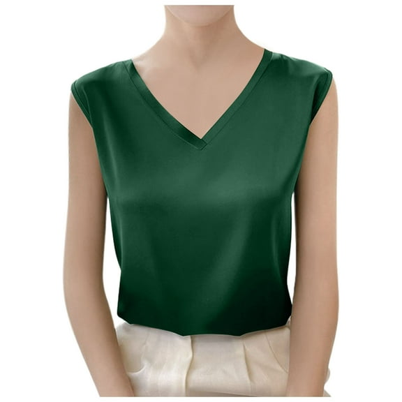 Female Women's Tank Tops Loose fit Plus Size Womens Tank Tops Pack Ladies V Neck Wide Strap Ice Silk Camisole Loose fit Basic Top Summer Sleeveless Shirt. for Layering Or Wearing Alone for A Look. L