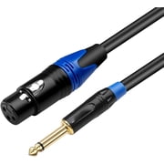 Female XLR to 1/4 Inch 6.35mm TS Mono Jack Microphone Cable, Unbalanced 3 Pin XLR Female to Quarter inch TS Plug Mic Cord for Dynamic Microphone - 3.3 Feet/1 Meter