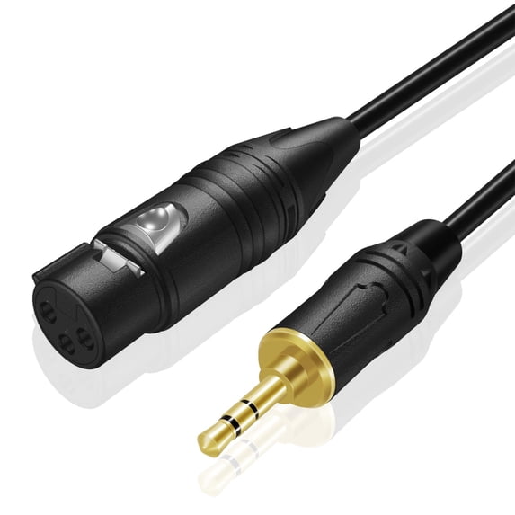Female XLR to 3.5mm Cable - 3 ft Balanced 1/8 to XLR Stereo Cable - High-Performance TRS Aux to XLR Female Adapter Connector for Microphones, Computer, Laptop, Audio Equipment, Recording Device