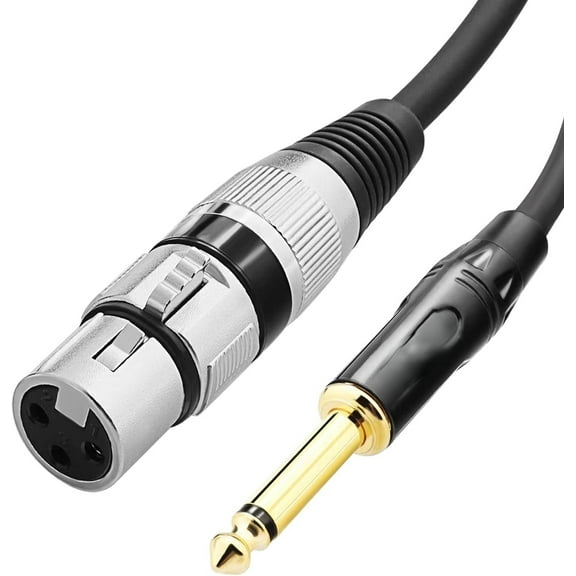 Female XLR to 1/4 (6.35mm) TS Mono Jack Unbalanced Microphone Cable Mic Cord for Dynamic Microphone - 10 FT/3 Meters