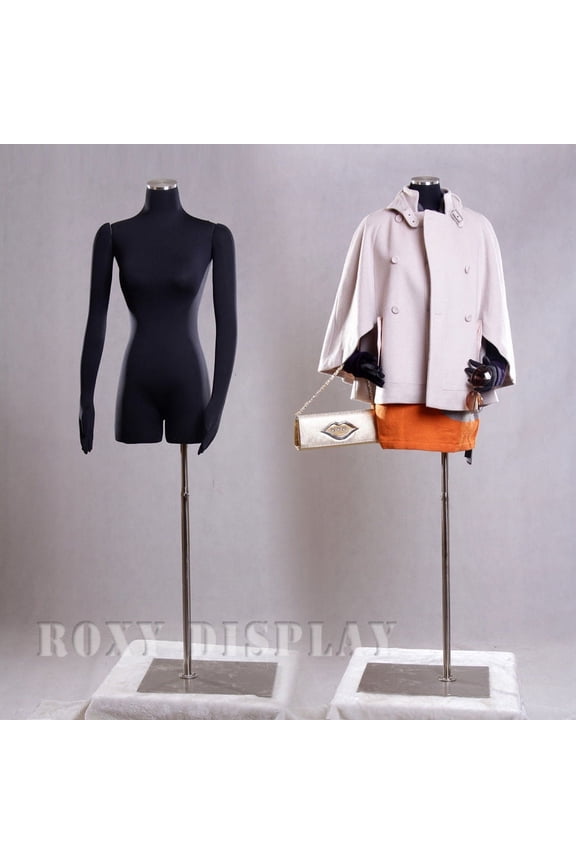 Female black color with Flexible Arm Mannequin Dress Body Form #F02Sarm+BS-05