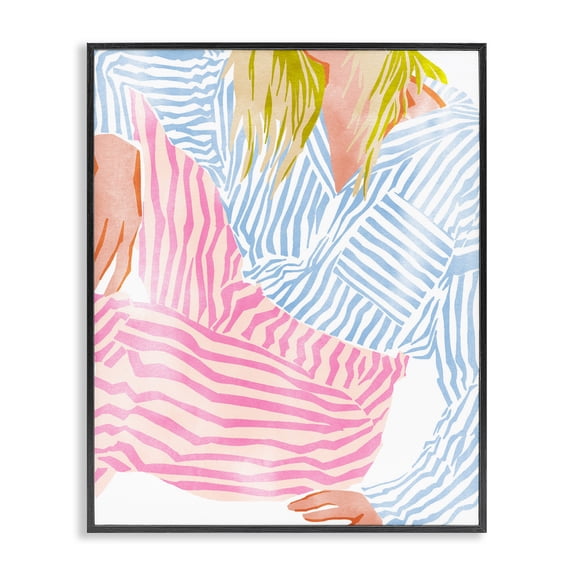 Female in Pastel Stripes Black Framed Giclee Art, design by Ziwei Li