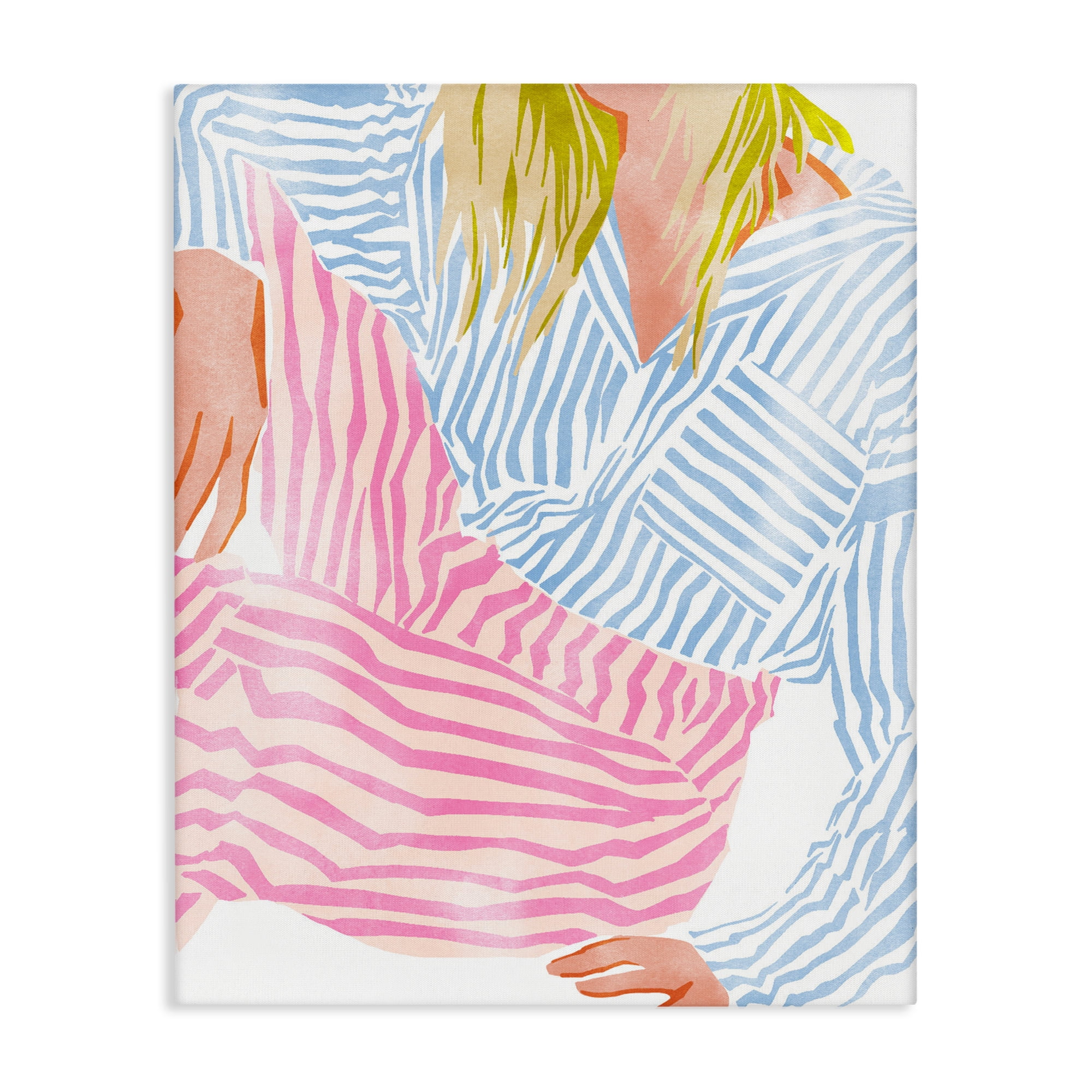 Female in Pastel Stripes Canvas Wall Art, design by Ziwei Li