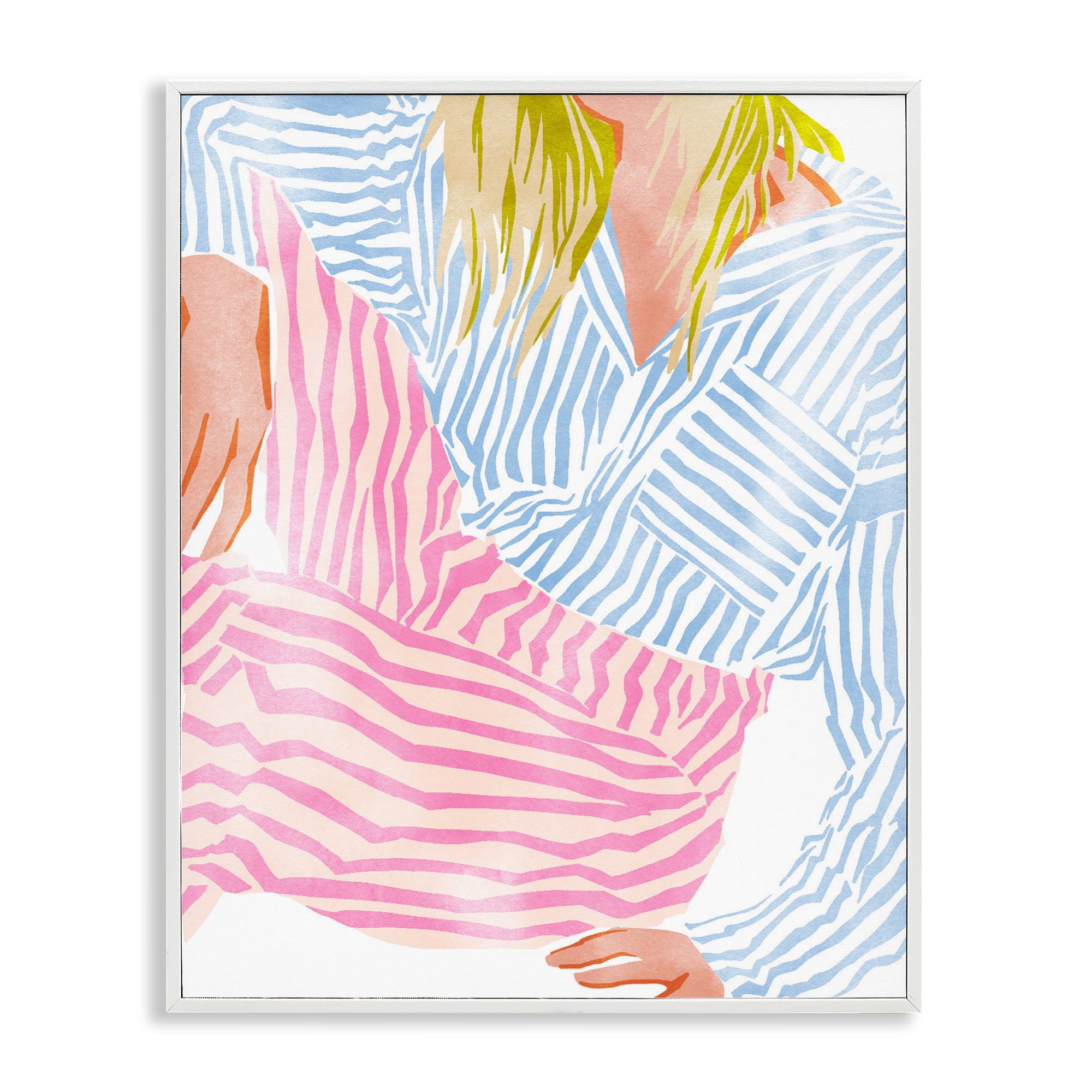 Female in Pastel Stripes White Framed Giclee Art, design by Ziwei Li