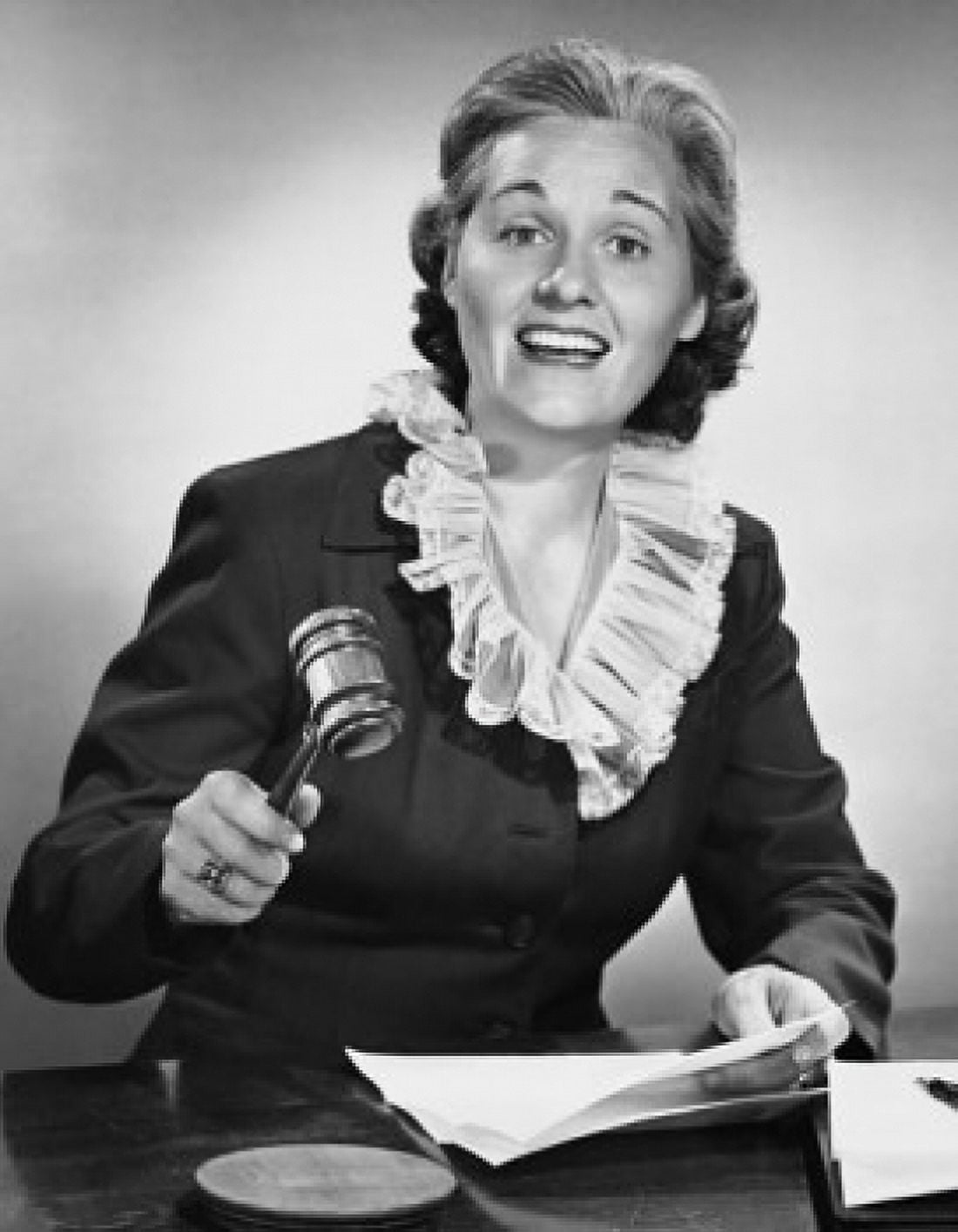 Female judge holding a gavel Canvas Art - (18 x 24)