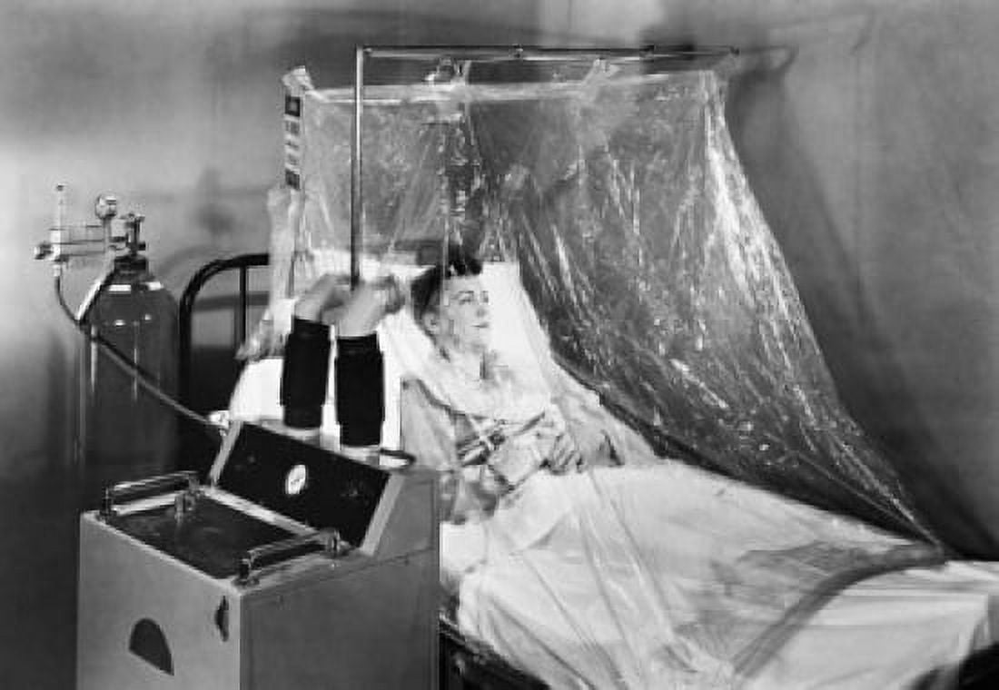 Female patient in an oxygen tent Canvas Art - (24 x 36)