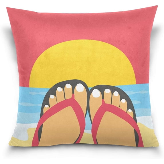 Female's Feet Velvet Oblong Lumbar Plush Throw Pillow Cover/Shams Cushion Case - 16" x 16" - Decorative Invisible Zipper Design for Couch Sofa Pillowcase Only