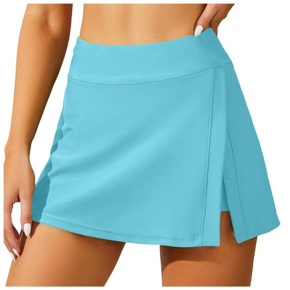 Female side split Swim Skirts Swimming Culottes Leakproof Build-In Brief Skort Bikini Tankini Bottom for Women Beachwear Bathing Suit Bottoms M