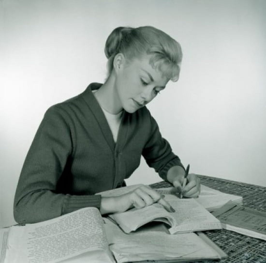 Female student writing Canvas Art - (24 x 36)