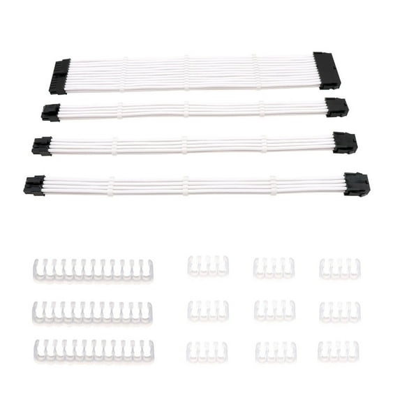 Female to Male 18AWG Sleeved PC Extension Power Cord Cable Kits 1x AT X 24P 1x CPU 8P 2x PCI-E 8P with Combs