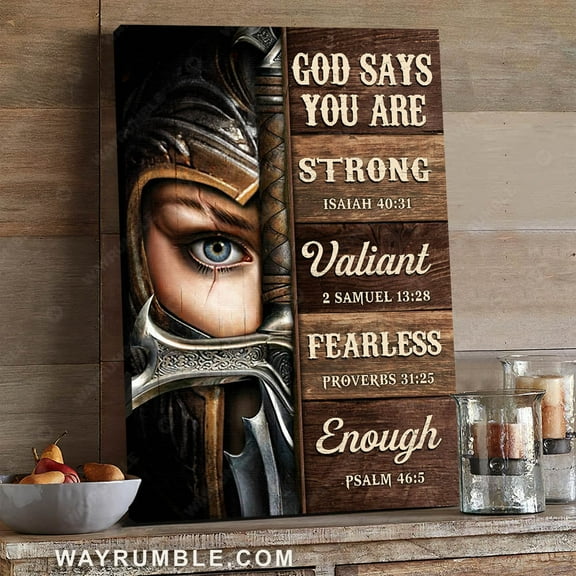 Female warrior, Knight of God, God says you are strong - Jesus Portrait poster Prints, Wall Art, UNFRAMED-8x12