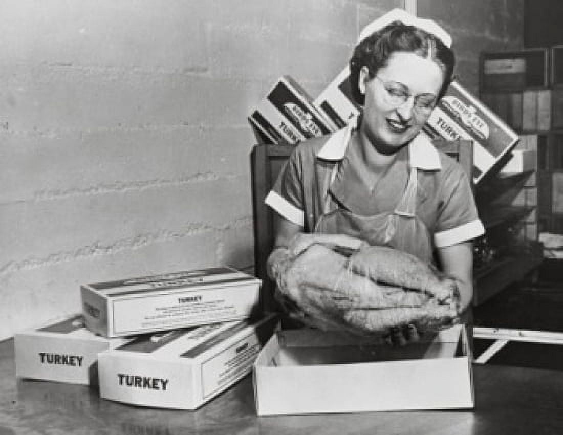 Female worker packaging a turkey in a box Frozen Food Plant Hillsboro Oregon USA Canvas Art - (18 x 24)