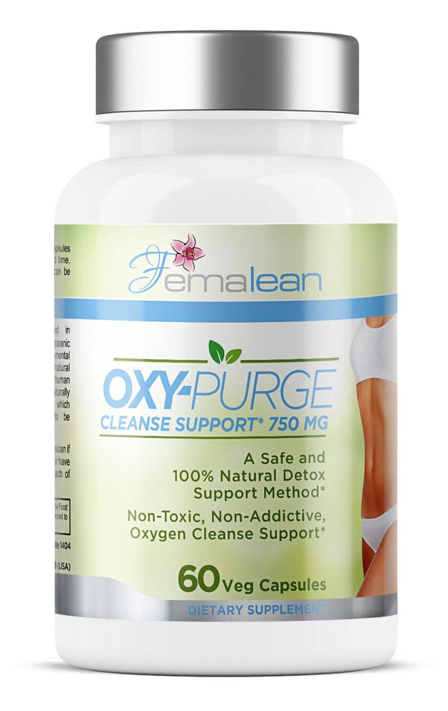 Femalean Oxy-Purge 750 mg 60 Vcaps - Natural Magnesium Oxide Oxygen Based Colon Cleanse Gentle Laxative Supports Healthy Digestive Tract Regularity