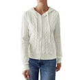 thumbnail image 1 of Females Cable Knit Sweaters Long Sleeve V Neck Sweater Tops Casual Pullover Shirts Fall Fashion Outfits White L, 1 of 7