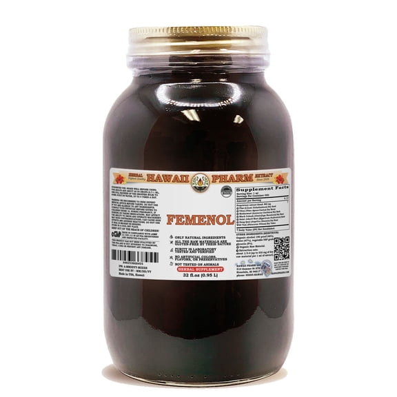 Femenol Liquid Extract Tincture. Expertly Extracted by Trusted HawaiiPharm Brand. Absolutely Natural. Proudly made in the USA. Tincture 32 Fl.Oz
