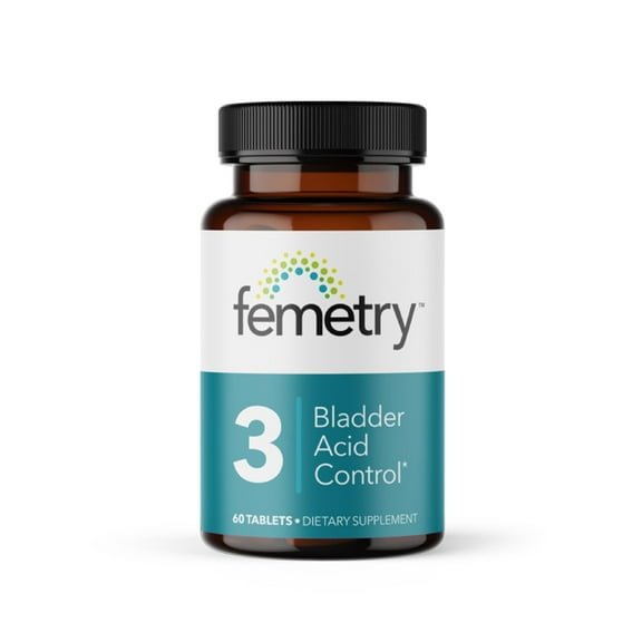 Femetry Bladder Acid Control - Support for Interstitial Cystitis - Reduce Urine Acidity in The Bladder - Eases Flares Caused by Eating or Drinking Acidic Foods - 60 Tablets