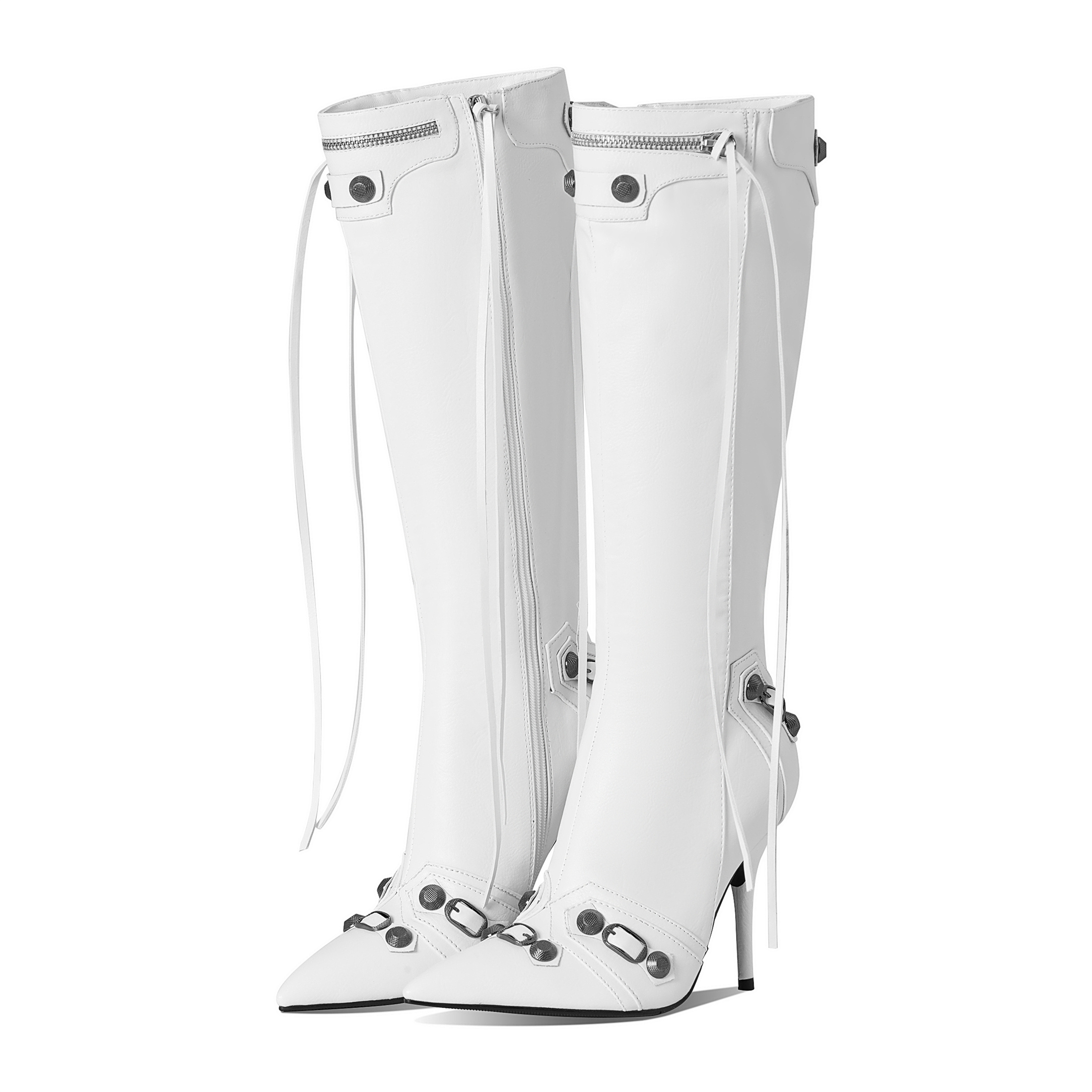 Women's Zipper Knee High Riding Boots Casual Flat Low Heel Winter Boots