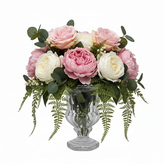 Femi Clear Glass Urn Vase Decorative Centerpiece Vase for Home Table Decor