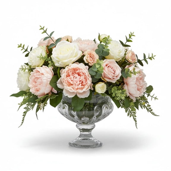 Femi Clear Glass Urn Vase Decorative Centerpiece Vase for Home Table Decor