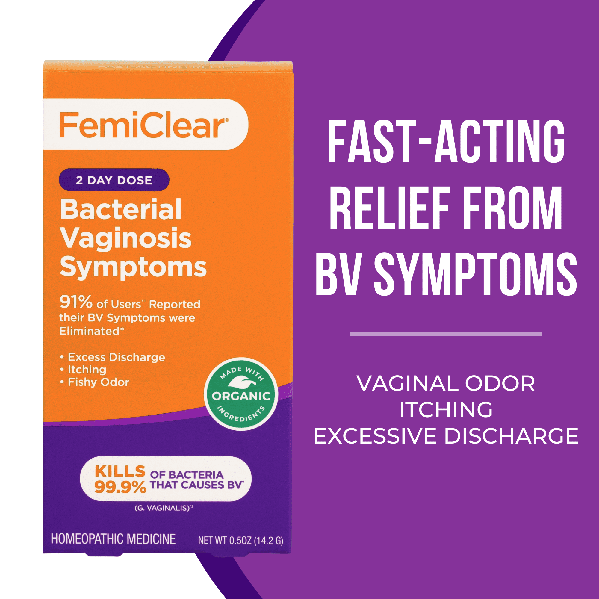 FemiClear Bacterial Vaginosis Symptom Relief 2-Day Dose Ointment