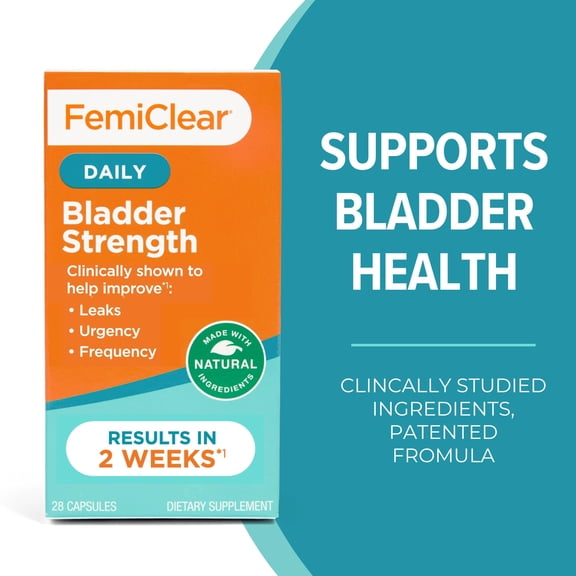 FemiClear Bladder Strength Supplement | Bladder Control & Wellness | 28 Capsules, 14 Day Supply | Made with Natural Ingredients | for Women & Men