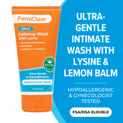 FemiClear Ultra-Gentle Feminine Wash, pH Balancing Wash with Lysine and Lemon Balm, Fragrance-Free, 6 fl oz