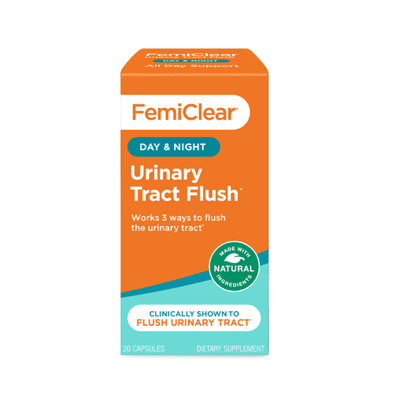 FemiClear Daily Urinary Tract Flush with D-Mannose - Day & Night Support - 20 Capsules