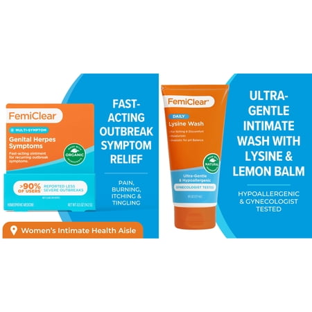 FemiClear Herpes MS & Lysine Wash Bundle