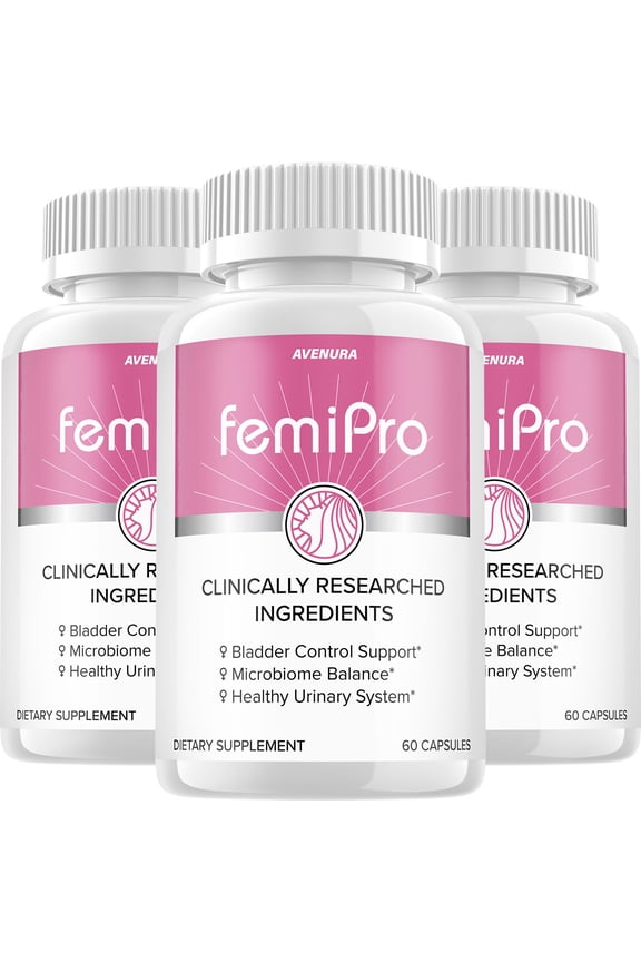 FemiPro Bladder Support Supplement - Probiotic Pills, Urinary Control, Bladder Leaks, 3 Pack, 180 Capsules