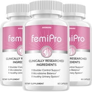FemiPro Bladder Support Supplement - Probiotic Pills, Urinary Control, Bladder Leaks, 3 Pack, 180 Capsules