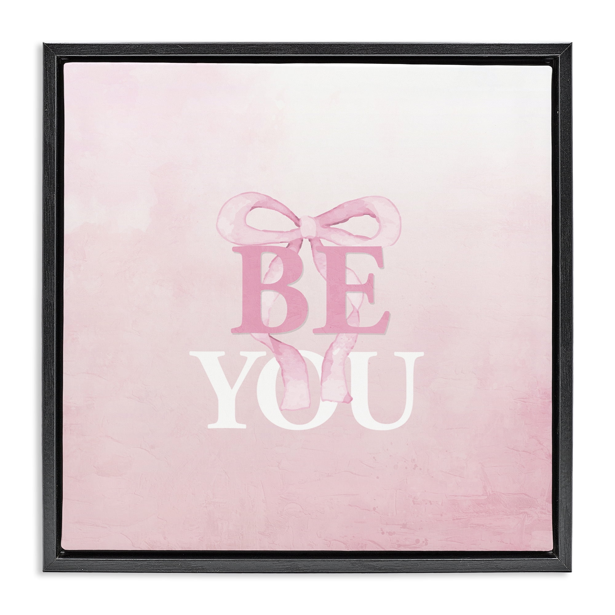 Feminine Be You Pastel Black Framed Floater Canvas Wall Art, design by Kim Allen