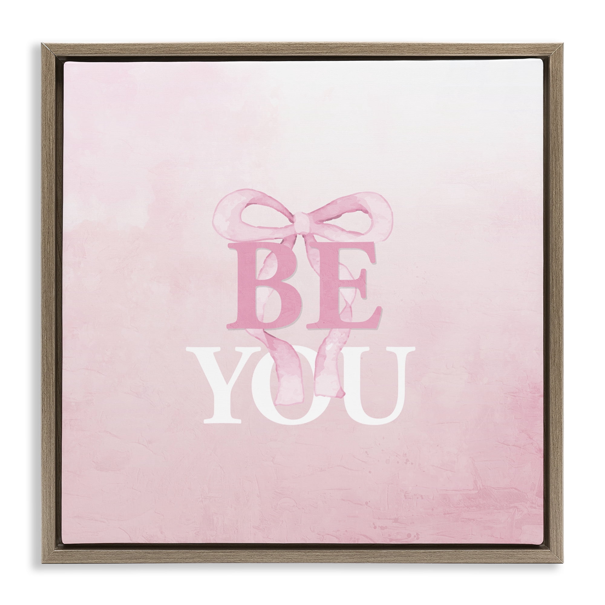 Feminine Be You Pastel Brown Framed Floater Canvas Wall Art, design by Kim Allen