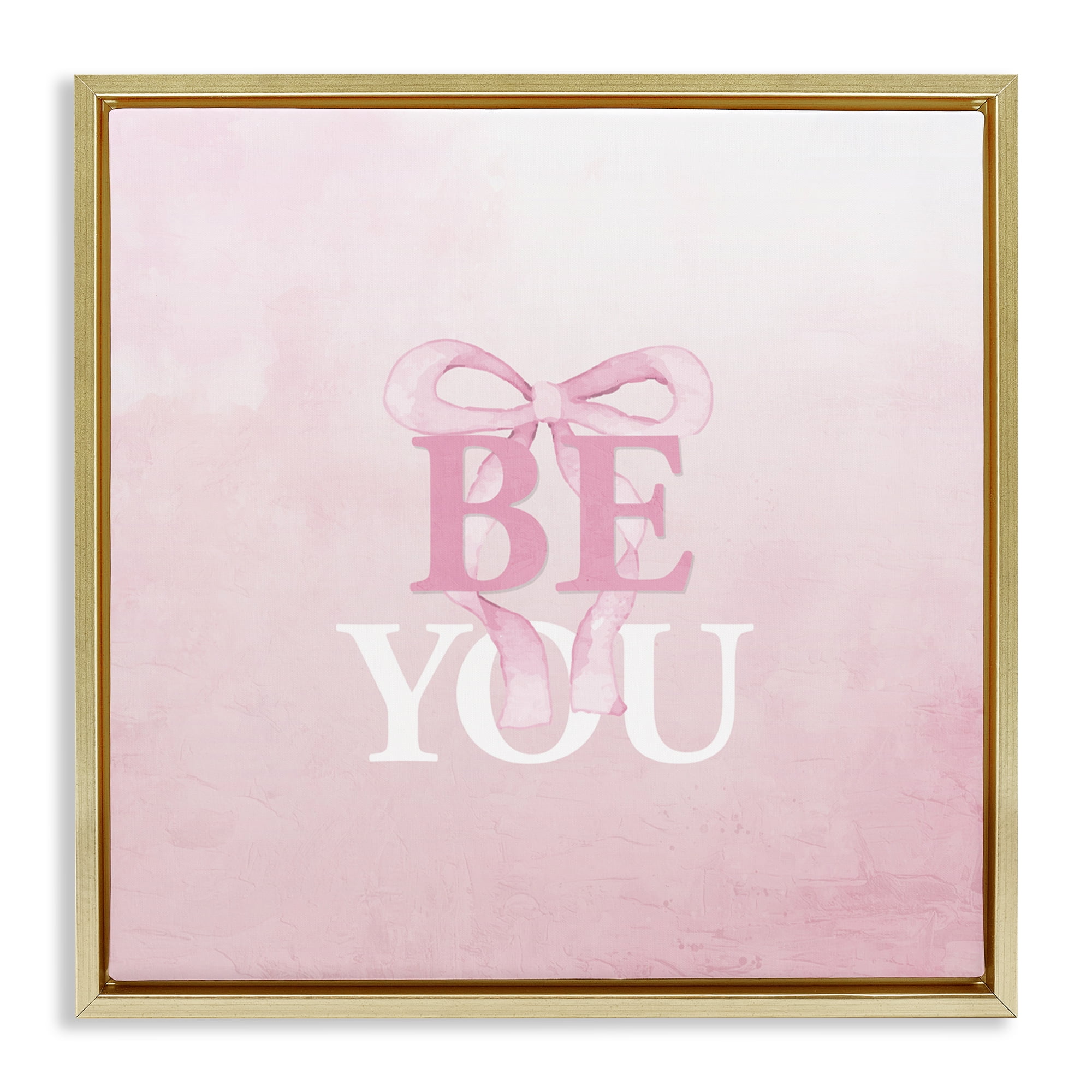Feminine Be You Pastel Gold Framed Floater Canvas Wall Art, design by Kim Allen