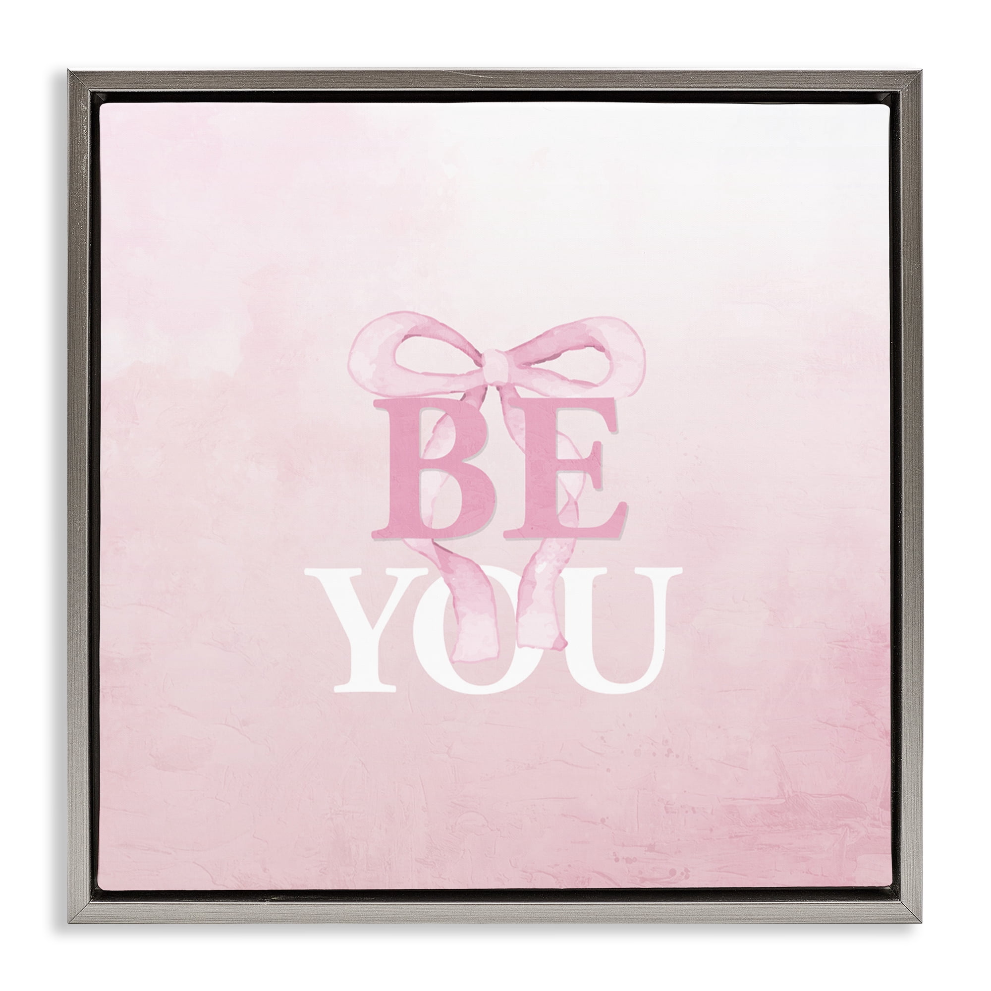 Feminine Be You Pastel Gray Framed Floater Canvas Wall Art, design by Kim Allen