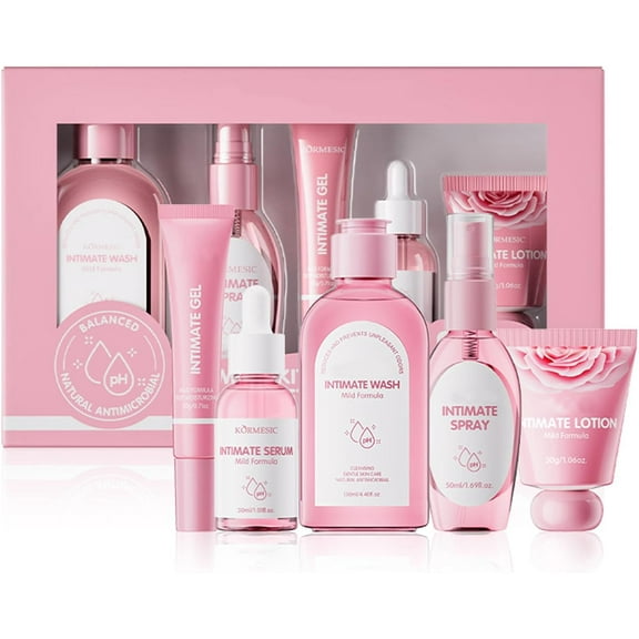 Feminine Care Set, 5-in-1 Feminine Wash & Ph Balance Moisturizing for Private Areas Include Intimate Feminine Wash, Serum, Gel, Lotion, Spray, Gentle Intimate Care Kit