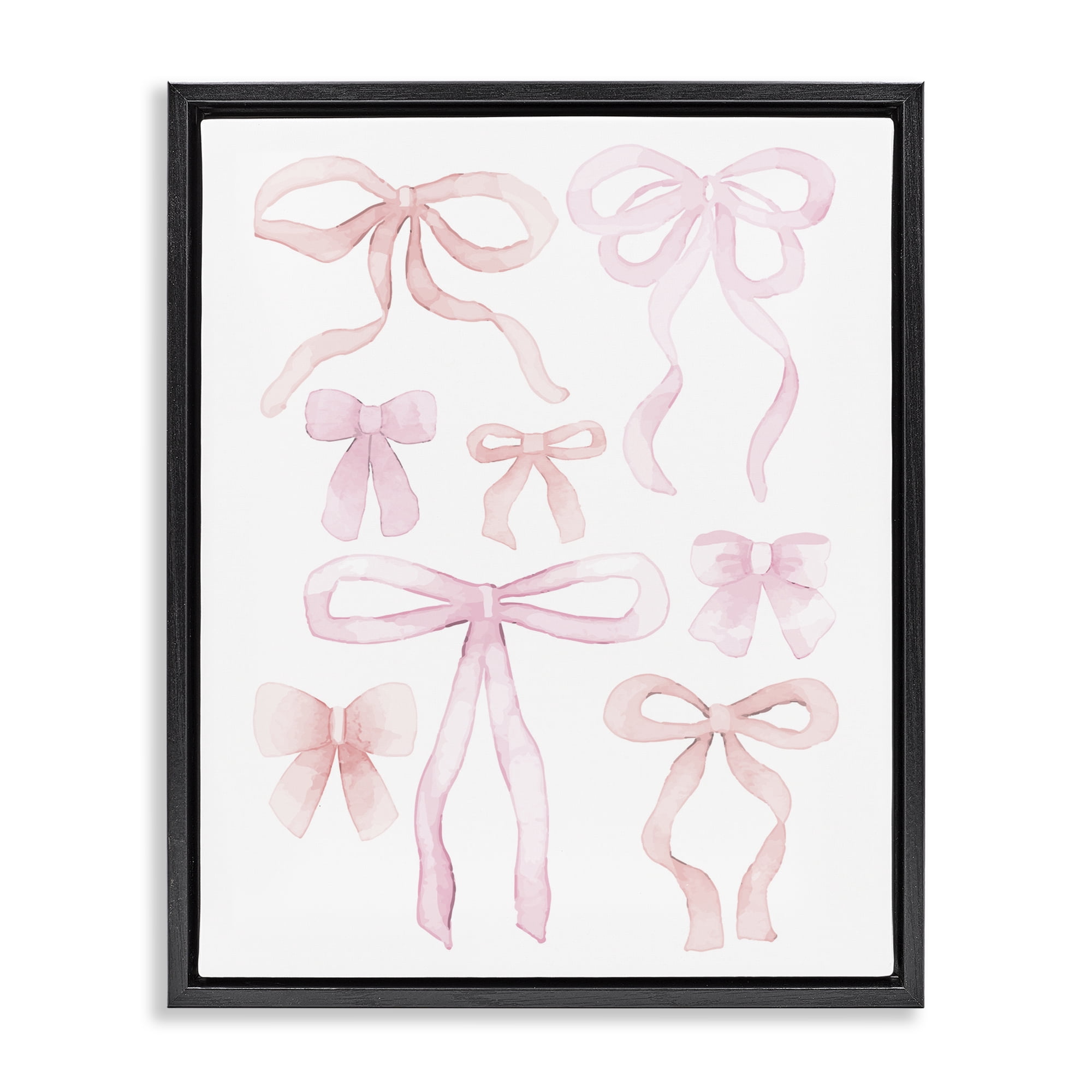 Feminine Chic Bows Black Framed Floater Canvas Wall Art, design by Kim Allen