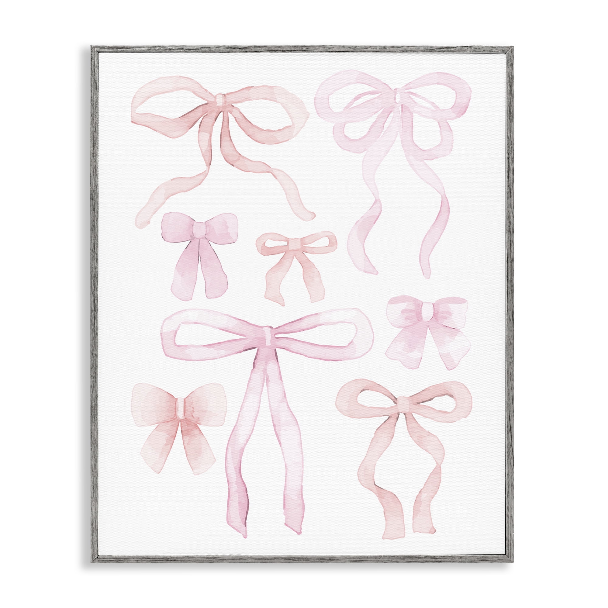 Feminine Chic Bows Gray Framed Giclee Art, design by Kim Allen