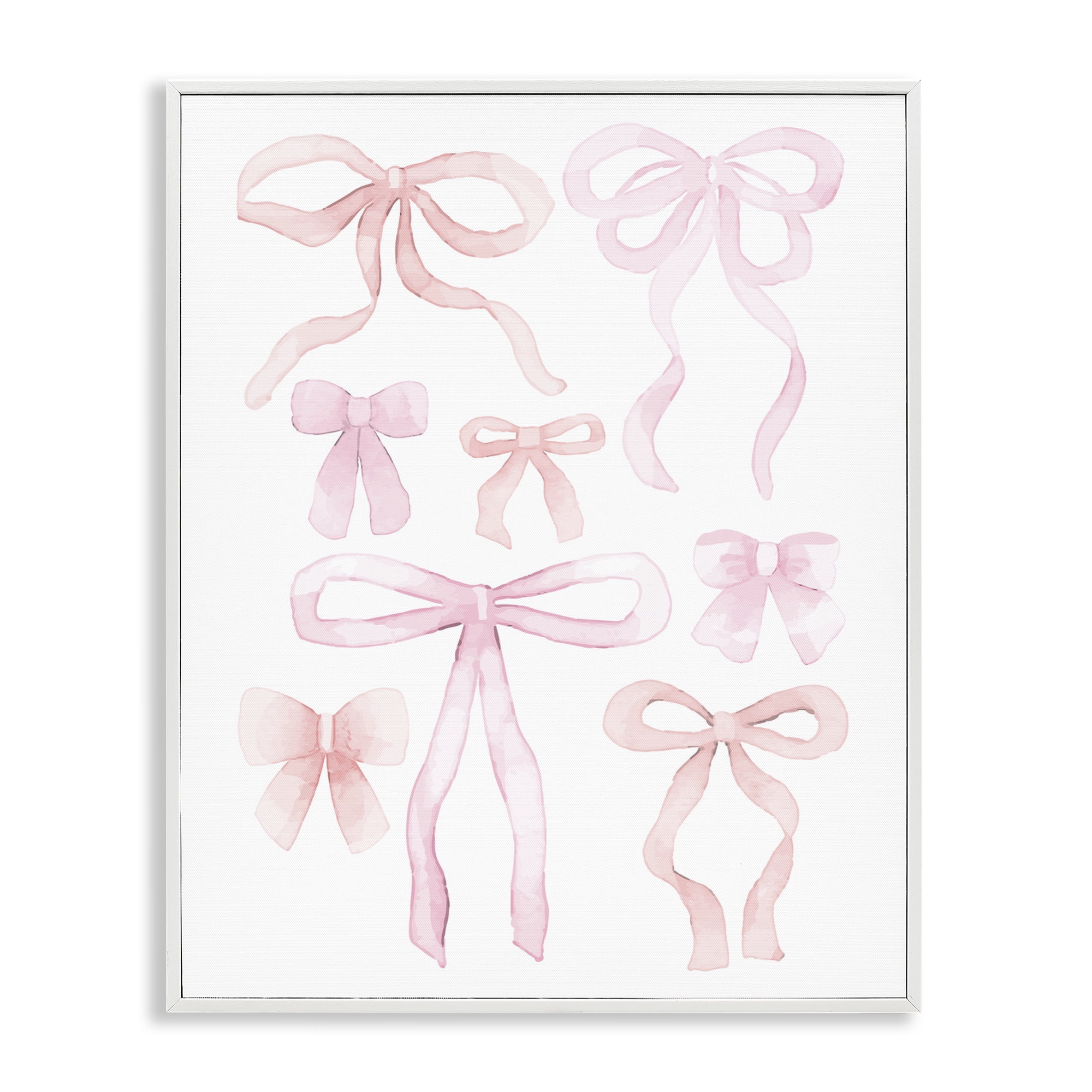 Feminine Chic Bows White Framed Giclee Art, design by Kim Allen