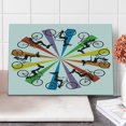 thumbnail image 1 of Feminine Cutting Board, Abstract Silhouette Girls on Bike Colorful Wheel Relax Exercising Enjoyment Theme, Decorative Tempered Glass Cutting and Serving Board, Large Size, Blue Red, by Ambesonne, 1 of 5
