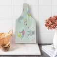 thumbnail image 1 of Feminine Cutting Board, Bunny Rabbit Sleeping Doing Laundry Picking Stars Love Cartoon Art Design, Decorative Tempered Glass Cutting and Serving Board, Wine Bottle Shape, Yellow Beige, by Ambesonne, 1 of 5