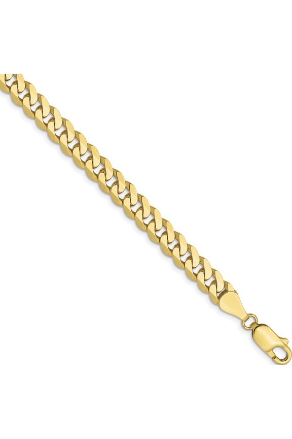 Feminine Ethereal Flawless 10K 5.75mm Flat Beveled Curb Chain Timeless Fashionable Unique