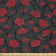 thumbnail image 1 of Feminine Fabric by The Yard, Romantic Vintage Roses Illustration Old Fashioned Victorian Art, Microfiber Fabric for Arts and Crafts Textiles & Decor, 1 Yard, Charcoal Grey, by Ambesonne, 1 of 1