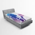 thumbnail image 1 of Feminine Fitted Sheet, Girl's Silhouette with Flowers on Her Hair Floral Ornaments Meditation Spa Art, Soft Decorative Fabric Bedding, Twin XL Size, Purple Blue, by Ambesonne, 1 of 2