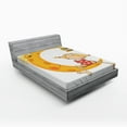 thumbnail image 1 of Ambesonne Feminine Fitted Sheet, Sitting on the Moon, Queen Size, Orange, 1 of 2