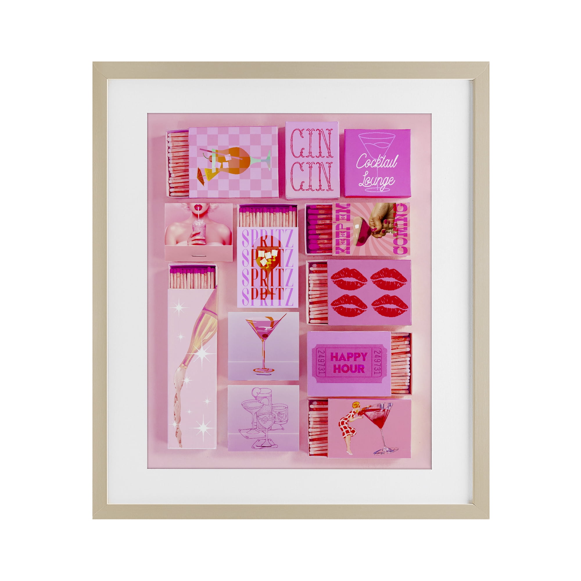 Feminine Glam Matches Birch Framed Print Under Glass, design by Lil' Rue