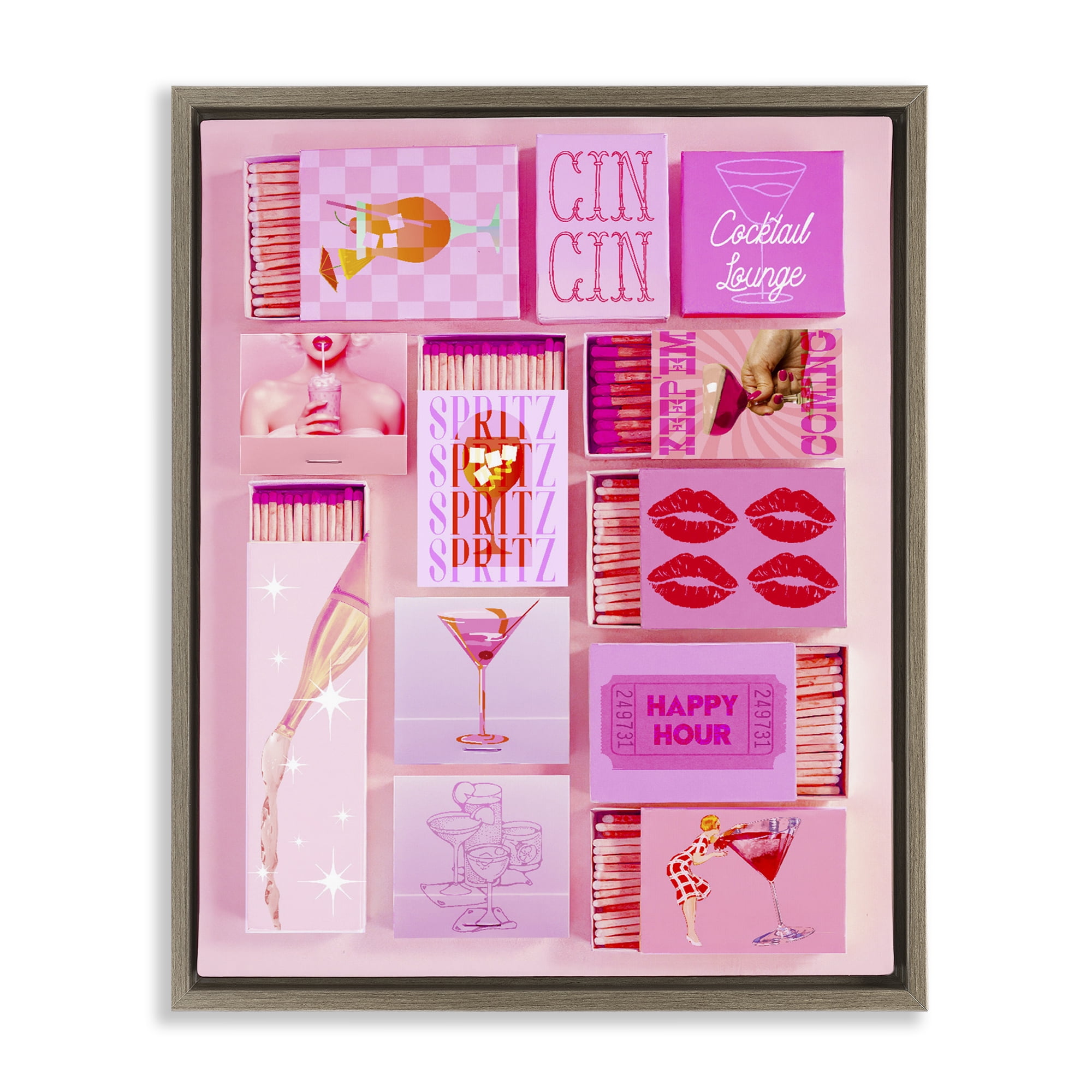 Feminine Glam Matches Brown Framed Floater Canvas Wall Art, design by Lil' Rue