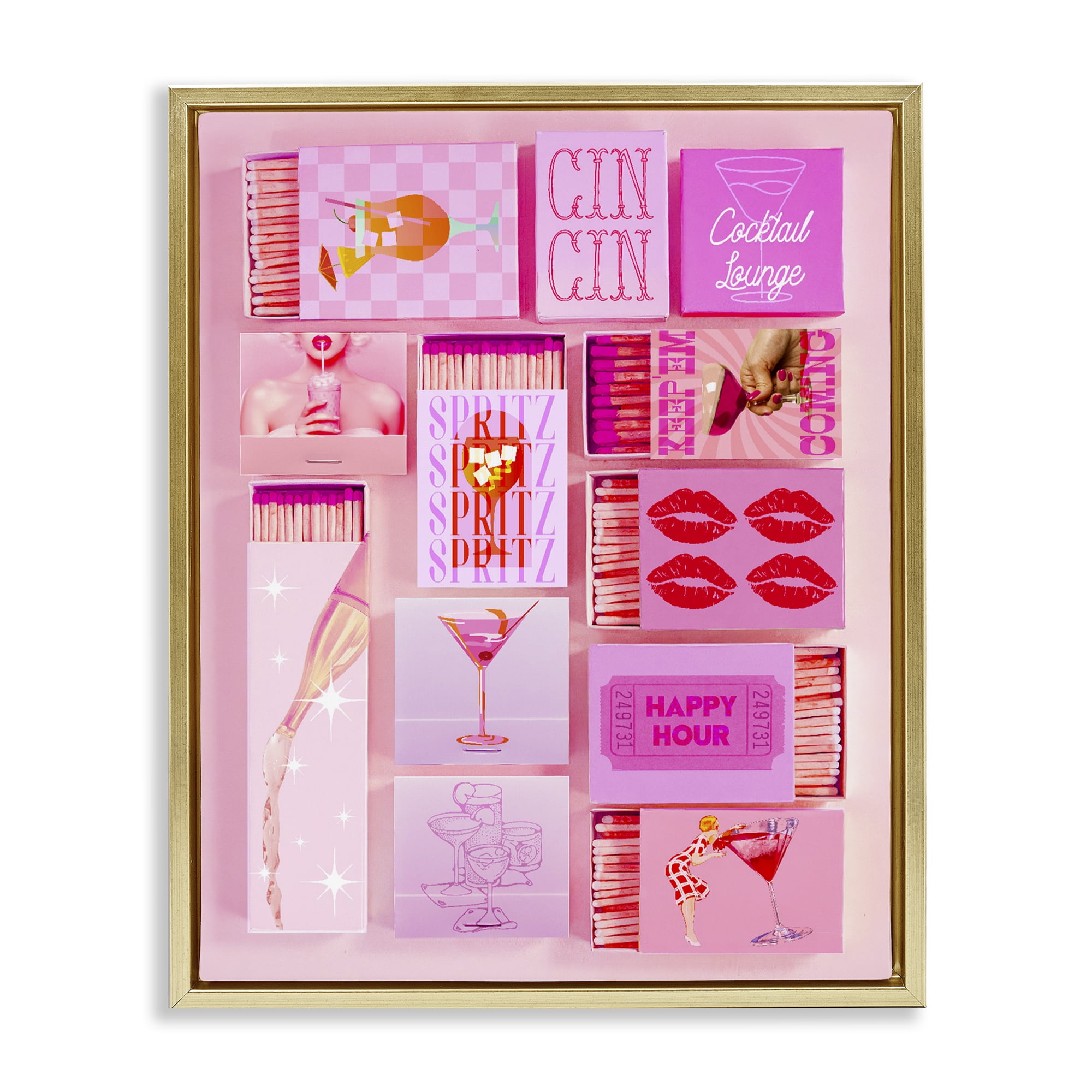 Feminine Glam Matches Gold Framed Floater Canvas Wall Art, design by Lil' Rue